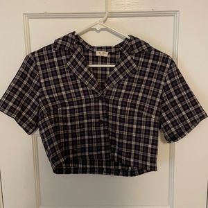 brandy melville/john galt plaid collars crop top